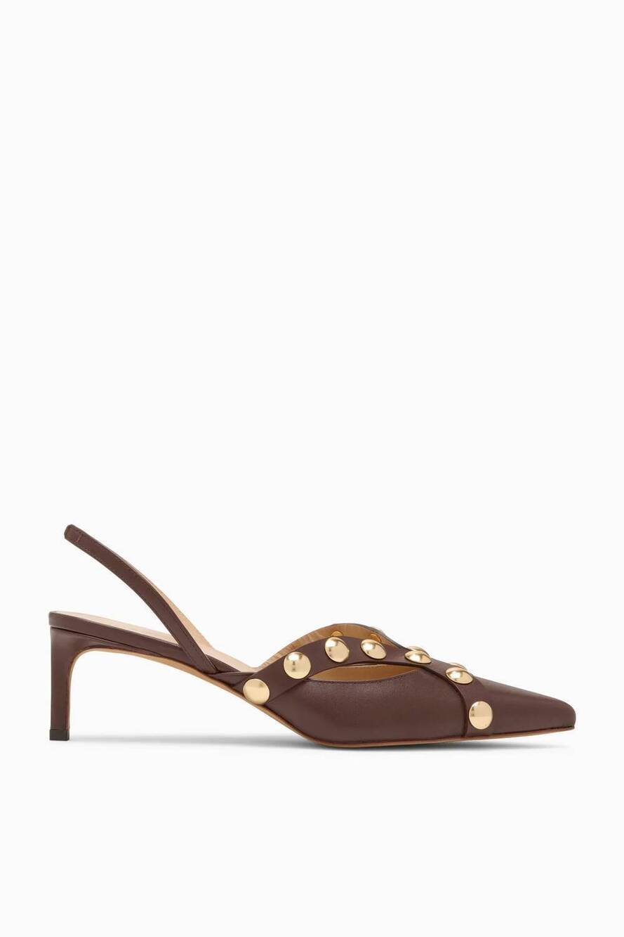 NEW ULLA JOHNSON women's vendome studded kitten heel sandals in sequoia